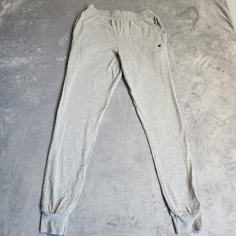 Champion Mens Small Gray Jersey Joggers Lightweight Cotton Knit Sweatpants P7308